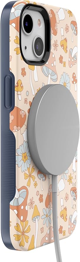 Casely iPhone 14 Case | Mushroom Magic | Retro Floral | Compatible with MagSafe | Bold Protective Design