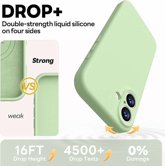 Vooii Magnetic Compatible with iPhone 17 Case (Compatible with Magsafe) (Upgraded Camera Protection) Liquid Silicone Shockproof Full Body Protective Phone Cover for Women Men, Matcha, 6.3"