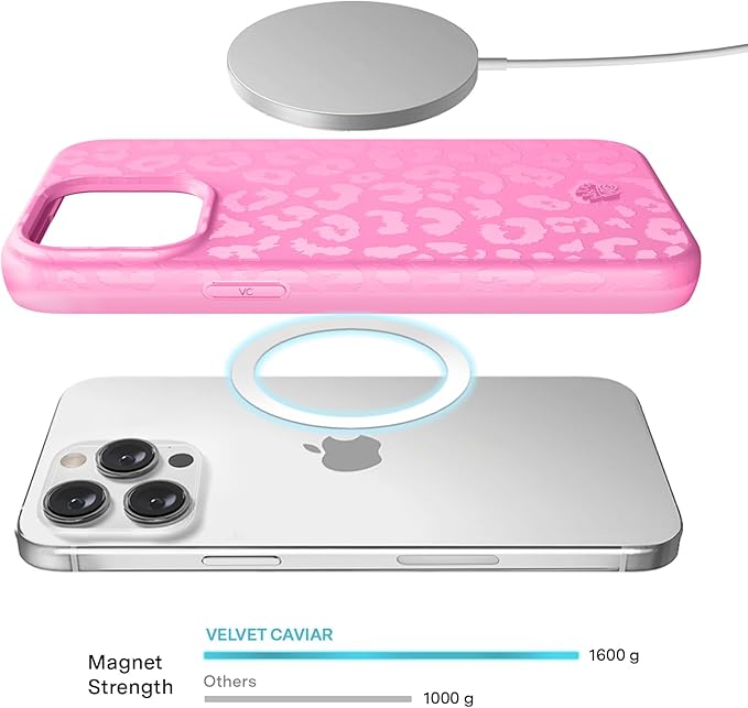 VELVET CAVIAR Case for iPhone Pro Max | Compatible with MagSafe | 10ft Drop Tested | Protective Designer Cases| Hot Pink Leopard