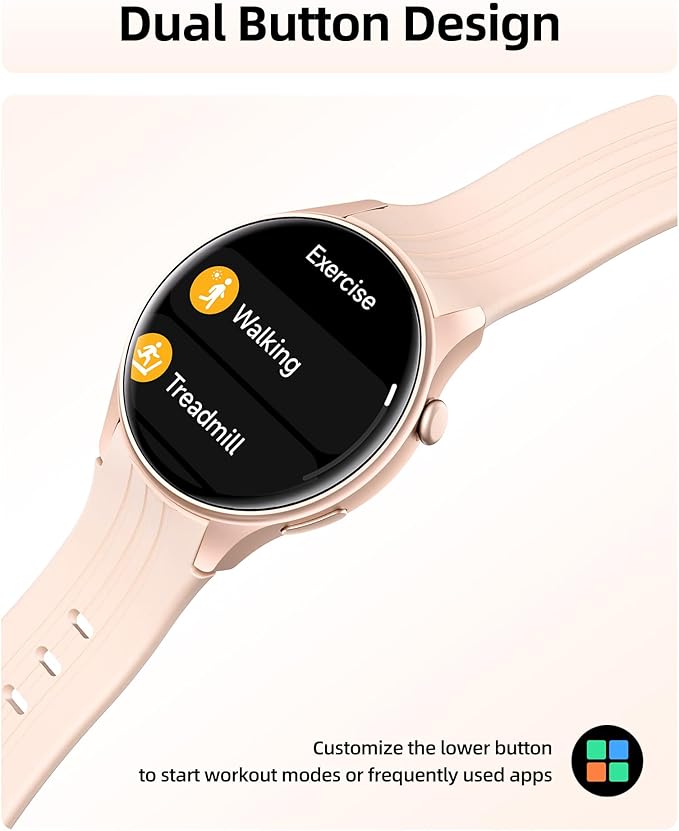 Parsonver Smart Watch for Women, Built-in GPS, Fitness Watch with Answer/Make Calls, 100+ Sport Modes, Heart Rate, Sleep Monitor, Pedometer, IP68 Waterproof, Smartwatch for Android & iPhone, Rose Gold