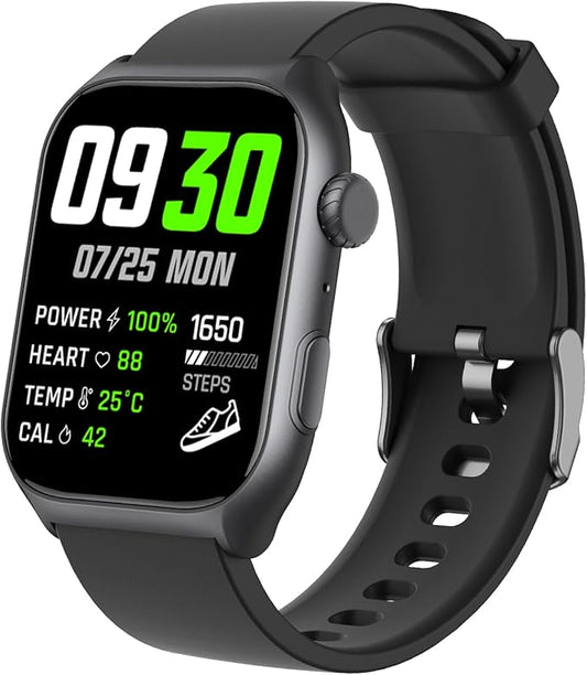 YMS Android Smart Watch for Women - Bluetooth Call,Compatible with Android & iOS，2.0" HD Screen, Heart Rate/Sleep/Step Tracker, 100+ Sports Modes,IP68 Waterproof Men Fitness Tracker (Black)