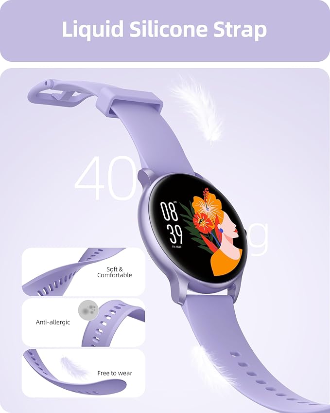 Parsonver Smart Watch(Answer/Make Calls), Smartwatch for Women Men IP68 Waterproof, 100+ Sport Modes Fitness Activity Tracker, Heart Rate/Sleep/Steps Monitor, Fitness Watch for Android iPhone, Purple