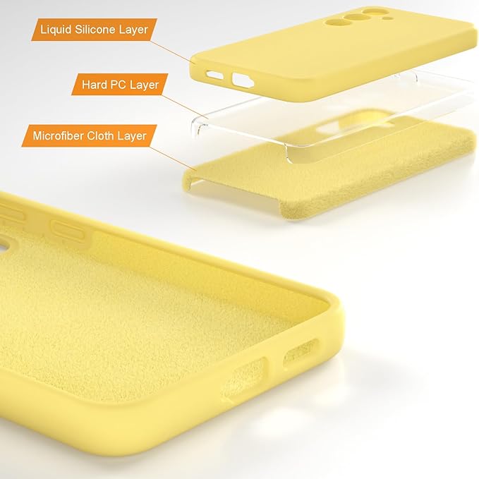 E Segoi Designed for Galaxy S24+Plus Case, Liquid Silicone Gel Rubber Shockproof Case Soft Microfiber Cloth Lining Cushion Compatible with Galaxy S24 Plus 5G 6.7 inch (Yellow, S24 Plus - 6.7")
