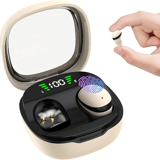 Sleep Earbuds, Invisible Mini Headphones Wireless Bluetooth, Sleep Headphones for Side Sleepers, Small Ear Buds, Hidden Earbuds for Work, Suitable for Sleep, Work, Exercise (Nude)