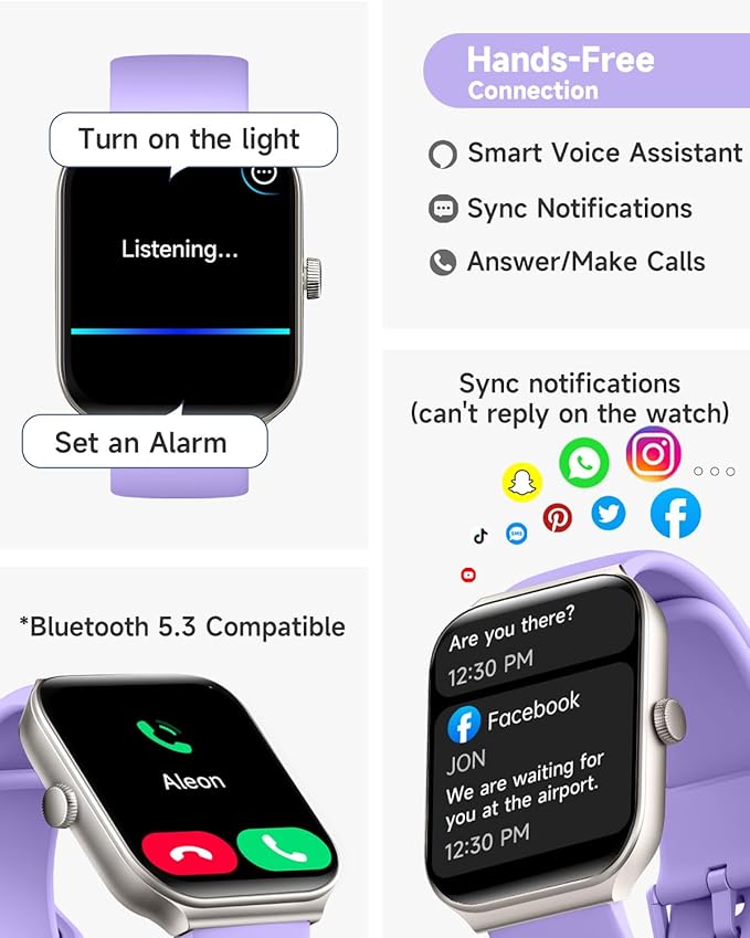 Smart Watch for Women Alexa Built-in, 1.95" Fitness Tracker with Answer/Make Calls, IP68 Waterproof/Heart Rate/Sleep Tracker/100 Sport Modes, Fitness Watch Compatible Android iOS