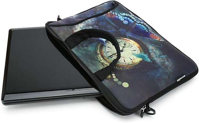 RICHEN 11 11.6 12 12.5 13 inches Chromebook/Notebook PC Messenger Bag Travel Case Neoprene Handle Sleeve with Shoulder Strap (11-13.3 inch, Clock &Butterfly)