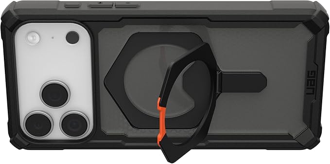 URBAN ARMOR GEAR UAG Designed for iPhone 17 Pro Max Case with Kickstand Plasma XTE - Compatible with MagSafe Transparent Military Grade Protective Cover, Black/Pop Orange
