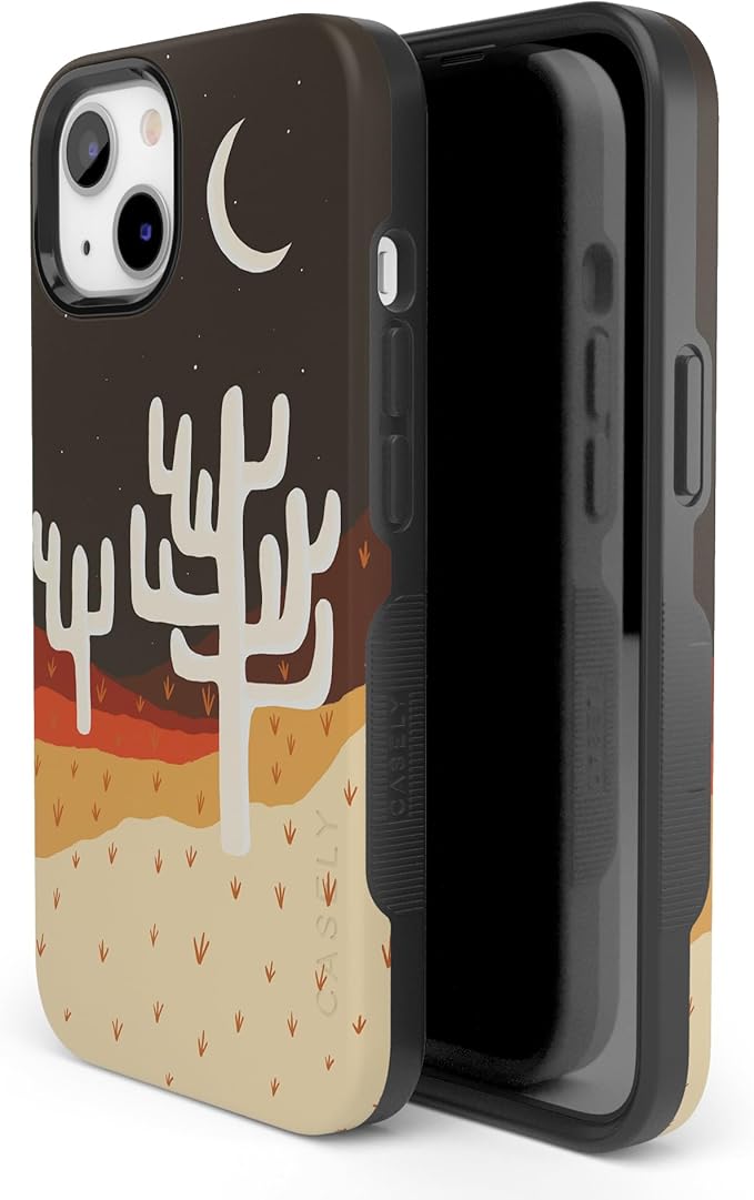 Casely iPhone 14 Case | Desert Nights | Cactus Colorblock | Compatible with MagSafe | Bold Protective Design