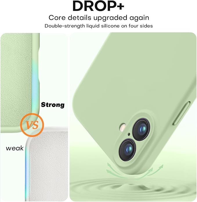 Vooii Compatible with iPhone 16 Case, Liquid Silicone Upgrade [Camera Protection] [Soft Anti-Scratch Microfiber Lining] Shockproof Phone Case for iPhone 16 6.1 inch - Matcha