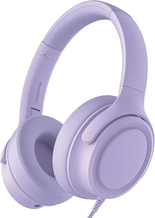 Wired Over-Ear Headphones with USB C Connector, Hi-Fi Stereo Sound, Noise-Isolating Ear Cups, Comfortable Fit for USB C Devices (No Bag, Purple)