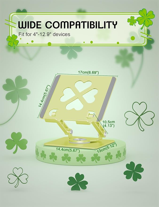 Tablet Stand for iPad,360° Rotating Desktop Holder - Aluminum Adjustable & Foldable Desk Holder for iPad Pro 12.9/11,Air 10.9,Samsung Tab S9,Portable Home/Office,Gift for Adults,Teens (Green)