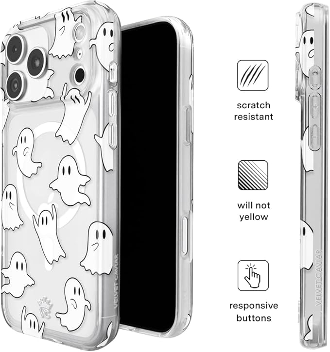 VELVET CAVIAR Case for iPhone 17 Pro Max | Compatible with MagSafe | 10ft Drop Tested | Halloween Cases for Women | Ghosted Clear
