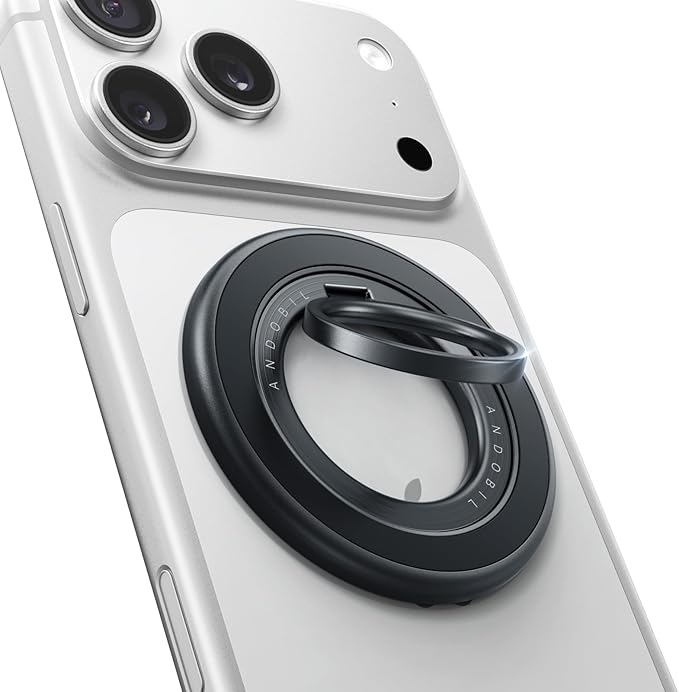 andobil [2025 3rd Gen] Magnetic Phone Grip for MagSafe [Sability Max] Stronger Two-Sided Magnet Cell Phone Ring Holder Compatible with MagSafe Accessories, iPhone 17 Pro Max Air 16 15 14 13 12, Black