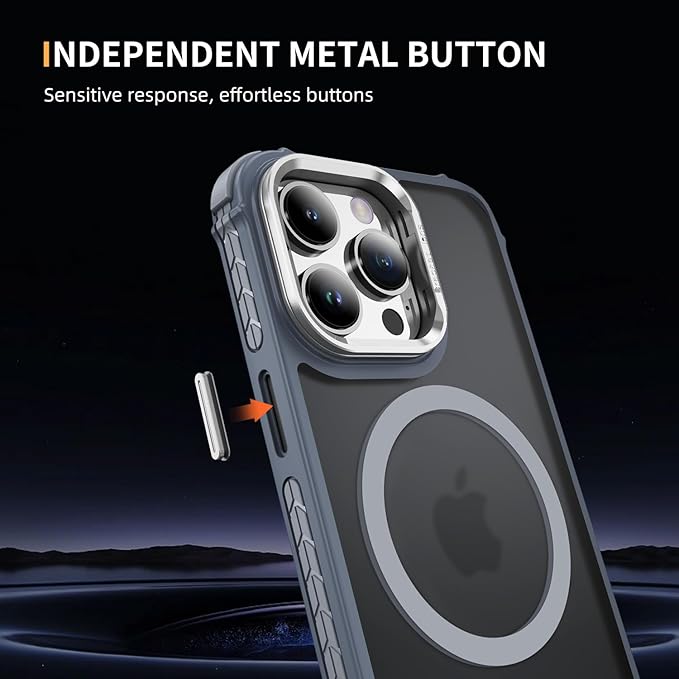 Magnetic for iPhone 14 Pro Max Case Gray with MagSafe Wireless Charging Heavy Duty Military-Grade Shockproof Protection Adjustable Kickstand Slim Matte Anti-Fingerprint Cover Men Women