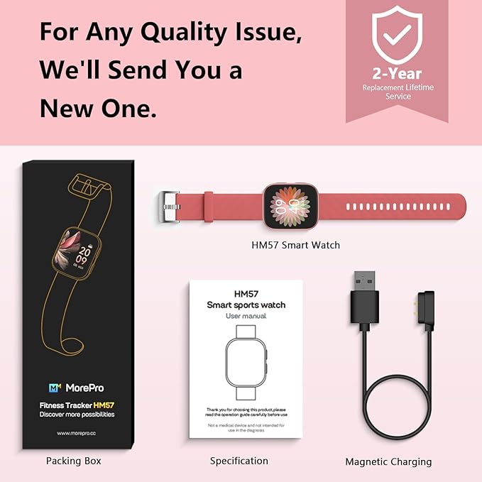 MorePro Smart Watches for Women iPhone Android(Answer/Make Call), 2025 Fitness Trackers with Heart Rate/Blood Pressure/Blood Oxy-gen/Sleep Monitor, 1.85" HD Health Smartwatch with 120+ Sport Modes