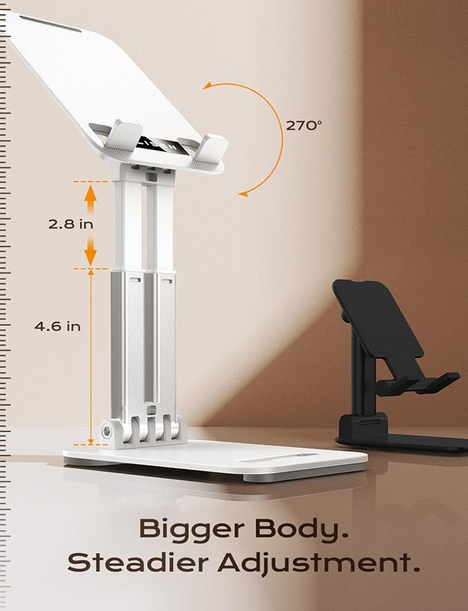 LISEN Tablet Stand for iPad Stand Holder Desk, Foldable Home Office Desk Accessories Travel for iPad Holder Dorm College Essentials Portable Monitor Stand Fits Tabs Kindle iPhone 4-15.9" White