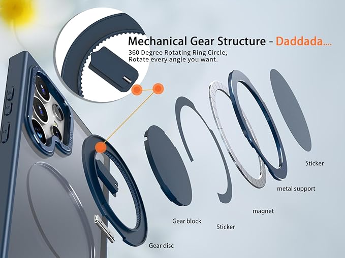 Magnetic Stand Case for Samsung Galaxy S24 Ultra 6.8" [with 2 Screen Protectors] [360° Rotation Magnetic Stand] [Compatible with Magsafe] Military-Grade Drop Protection Case, Blue