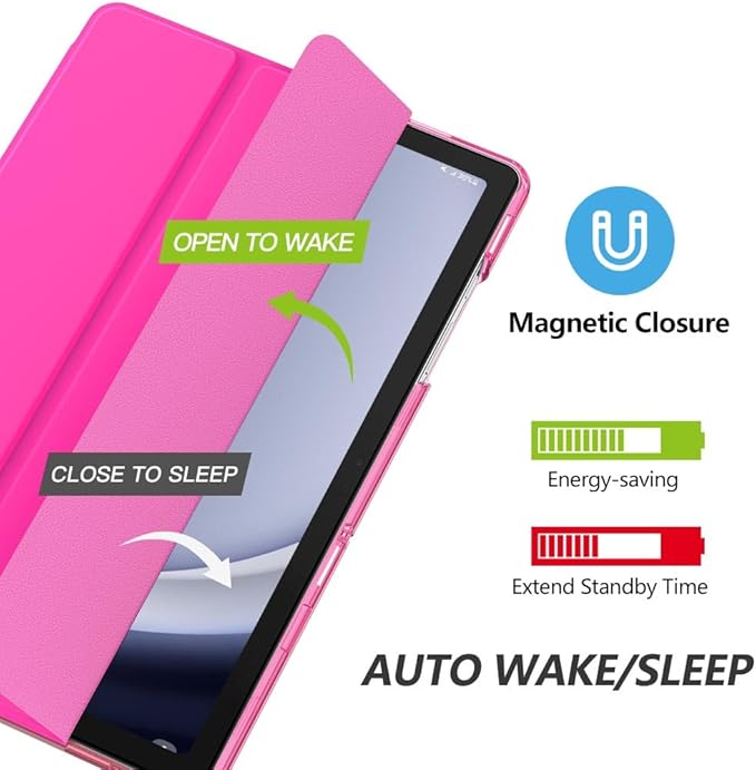 MoKo Case for Galaxy Tab A9+/A9 Plus 11 inch 2023, Slim Stand Protective Smart Cover with Hard PC Translucent Back Shell for Tab A9 Plus Tablet (SM-X210/X216/X218), Auto Wake/Sleep, Pitaya Red