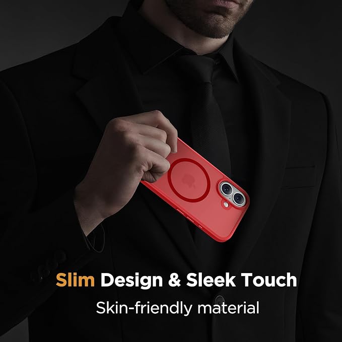 Miracase Magnetic Series for iPhone 16 Case [Compatible with MagSafe] [with 2X Screen Protectors] Military-Grade Protection, Anti-Fingerprint, Slim Phone Case for iPhone 16 6.1 inch - Red