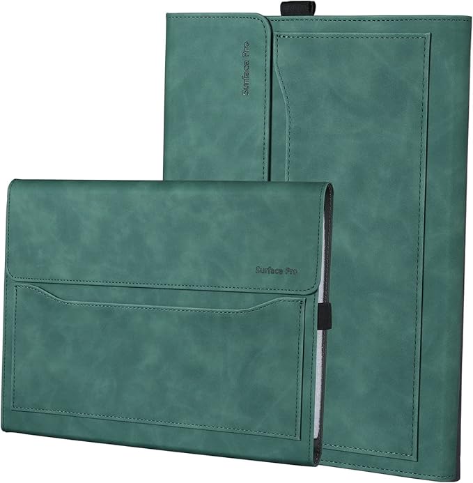 Microsoft Surface Pro 11 / Pro 10 / Pro 9 13 Inch Case, Multiple Angle Viewing Portfolio Business Cover with Pocket & Stylus Holder, Compatible with Type Cover Keyboard.(Forest)