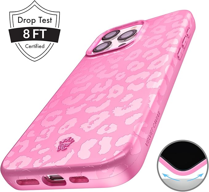 VELVET CAVIAR Case for iPhone Pro Max | Compatible with MagSafe | 10ft Drop Tested | Protective Designer Cases| Hot Pink Leopard
