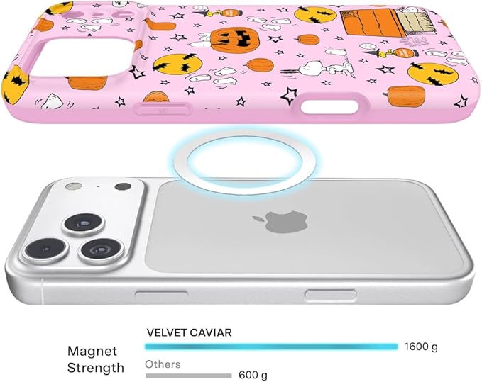 VELVET CAVIAR Case for iPhone 17 Pro Max | Compatible with MagSafe | 10ft Drop Tested | Protective Designer Cases | Pink Pumpkin Snoopy