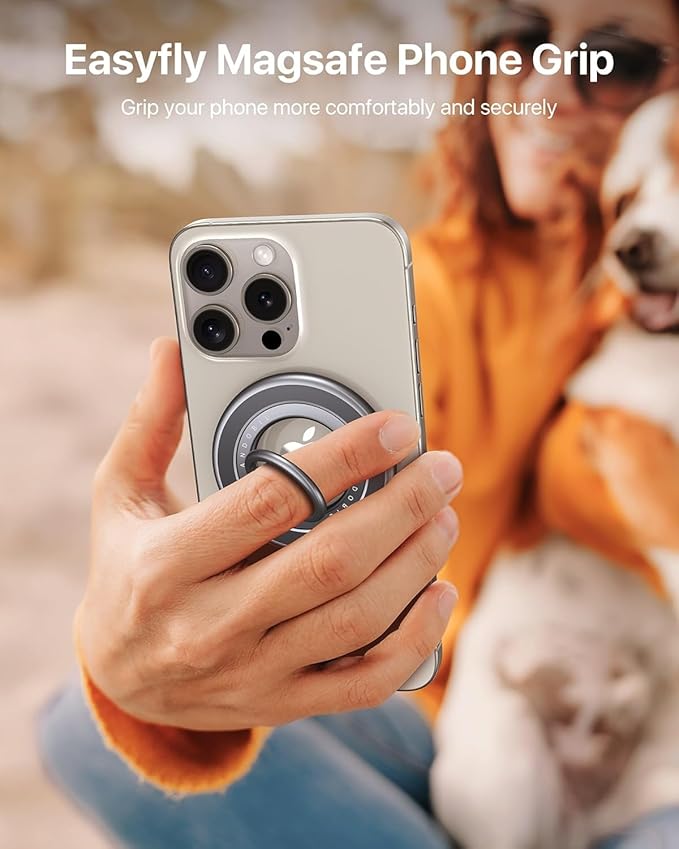 andobil 2025 3rd Gen Magnetic Phone Grip for MagSafe [360° Rotatable & Ultra-Stable] Two-Sided Magnet Cell Phone Ring Holder Compatible with MagSafe Accessories, iPhone 17 Air 16 15 14 13 12 Pro Max