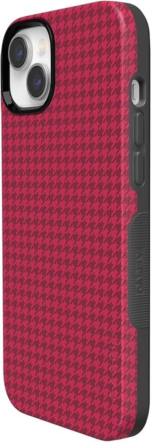 Casely iPhone 14 Case | Best Dressed | Pink Houndstooth | Compatible with MagSafe | Bold Protective Design