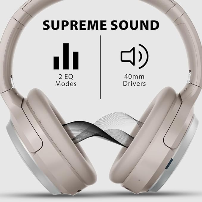 Sky Eon - Bluetooth Headphones for Airplane Travel & Mobile Phone with Wireless Adapter, Active Noise-Canceling & Ambient Mode, Spacious & Comfortable Earpads, 45hr Playtime