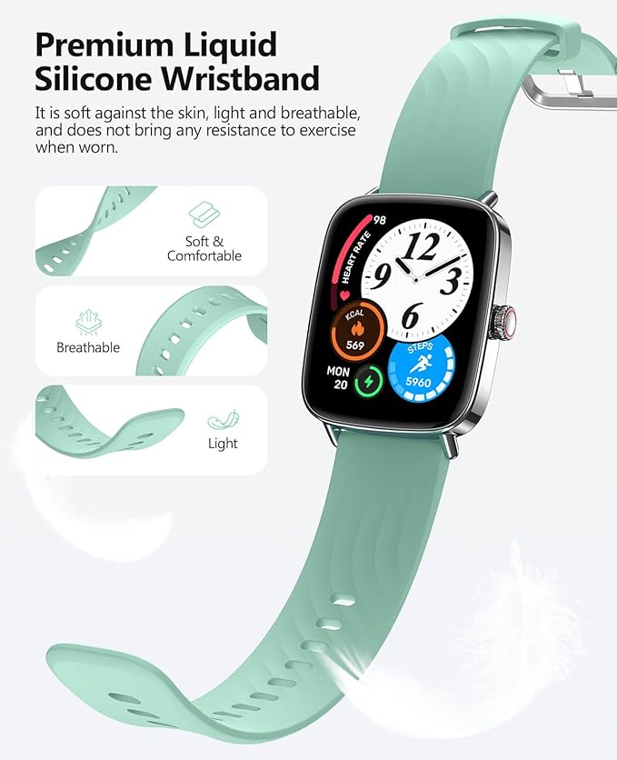 2025 Smart Watches for Men Women, 1.85" AI Voice Smartwatch, 24/7 Heart Rate Monitor, Stress/SpO2/Sleep Tracker, IP68 Waterproof, Weather, 100+ Sports Fitness Tracker for Android iOS Green