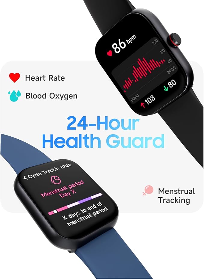 Smart Watch for Men Women, Alexa Built-in, Answer/Make Calls, 1.91" HD Screen Fitness Watch, IP68 Waterproof, 100 Sports, Heart Rate Monitor, Sleep Tracker, Compatible Android iOS, Blue