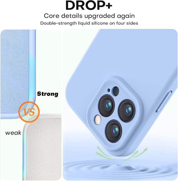 Vooii Compatible with iPhone 13 Pro Case, Liquid Silicone Upgrade [Camera Protection] [Soft Anti-Scratch Microfiber Lining] Shockproof Phone Case for iPhone 13 Pro 6.1 inch - Light Blue