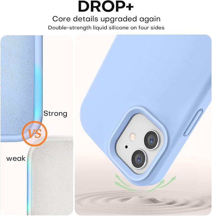 Vooii Compatible with iPhone 12 Case/iPhone 12 Pro Case, Liquid Silicone Upgrade [Soft Anti-Scratch Microfiber Lining] [Shockproof Drop Protection] Phone Case 6.1 inch - Light Blue
