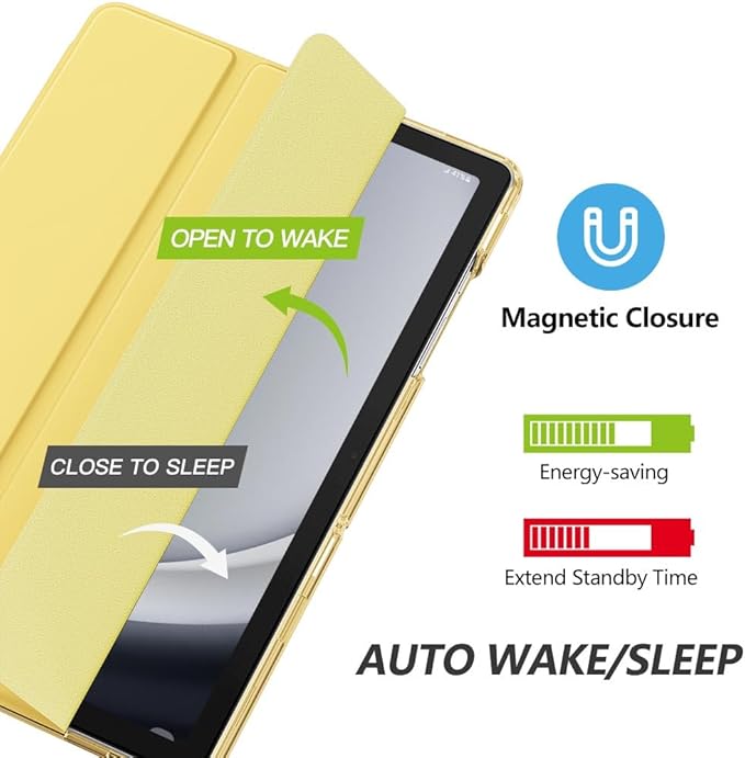 MoKo Case for Galaxy Tab A9+/A9 Plus 11 inch 2023, Slim Stand Protective Smart Cover with Hard PC Translucent Back Shell for Tab A9 Plus Tablet (SM-X210/X216/X218), Auto Wake/Sleep, Yellow