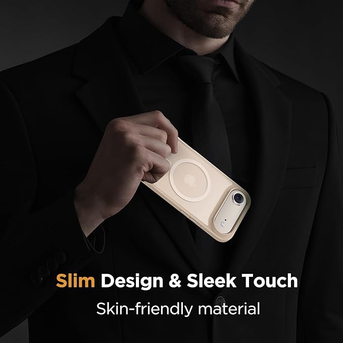 Miracase Magnetic for iPhone Air Case 2025 with Screen Protector(Compatible with MagSafe), Slim Thin Translucent Matte Military-Grade Protected Phone Cover for iPhone 17 Air 6.5" Armbands, Light Gold