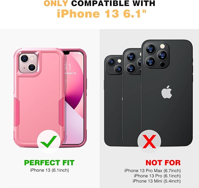 Diaclara Designed for iPhone 13 Case, [with Privacy Screen Protector] [Anti Spy] [Military Grade Drop Protection] Heavy Duty Full-Body Shockproof Phone Case, Pink