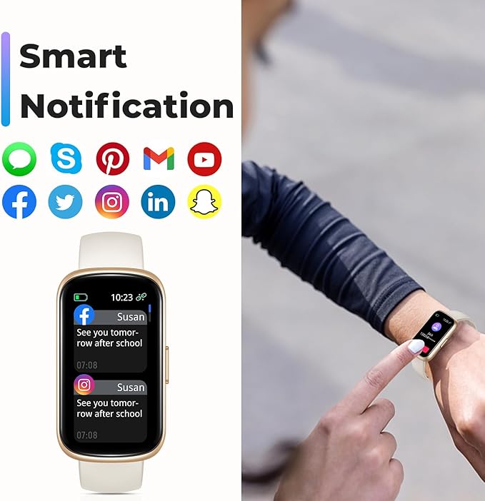 Fitness Tracker Smart Watch, 1.47" Full Touch Health Tracker with 24/7 Heart Rate & Blood Oxygen Monitor, Sleep Tracker, 3ATM Waterproof Step Tracker Activity Tracker for Women Men, Gold Star