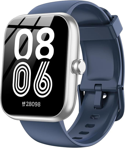 Smart Watch with Alexa Built-in, 1.83" HD Touchscreen, Bluetooth Calling Fitness Tracker, Health Monitor Heart Rate/Sleep Tracking, IP68 Waterproof, 120+ Sports Modes for Android iPhone (Blue)