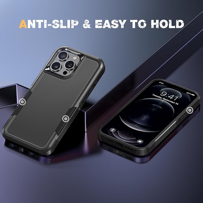 Diaclara Designed for iPhone 12 Pro Max Case, [with Privacy Screen Protector] [Anti Spy] [Military Grade Drop Protection] Heavy Duty Full-Body Shockproof Phone Case, Black