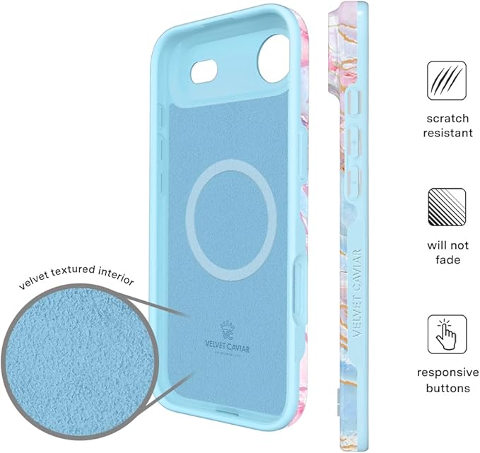 VELVET CAVIAR Case for iPhone 17 Air | Compatible with MagSafe | 10ft Drop Tested | Protective Designer Cases | Holographic Moonstone Marble