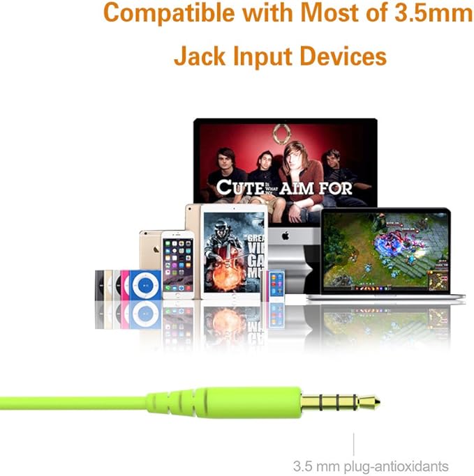 MAXROCK (TM Total Soft Silicon Headphones with Mic Sleep Travel Choice for Cellphones Tablets and 3.5mm Jack (Green)