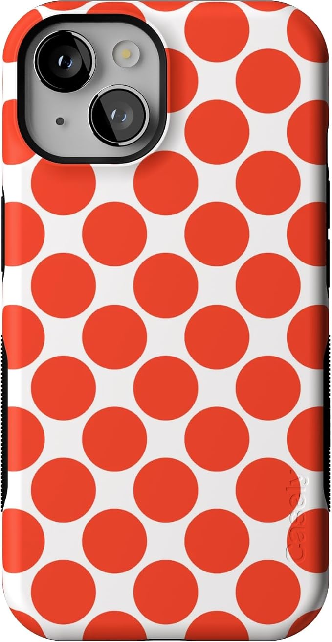 Casely iPhone 14 Case | Red Dots | High Contrast Design | Compatible with MagSafe | Bold Protective Design