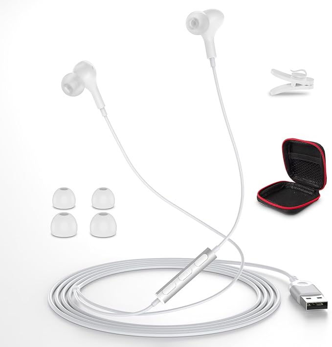 USB Headphones for PC Laptop,Magnetic 7.5FT Wired Earbuds Computer Headset with Microphone Control Mute Mic Noise Canceling in Ear Eartips Corded Earphone for MacBook Pro Zoom Meetings Chromebook