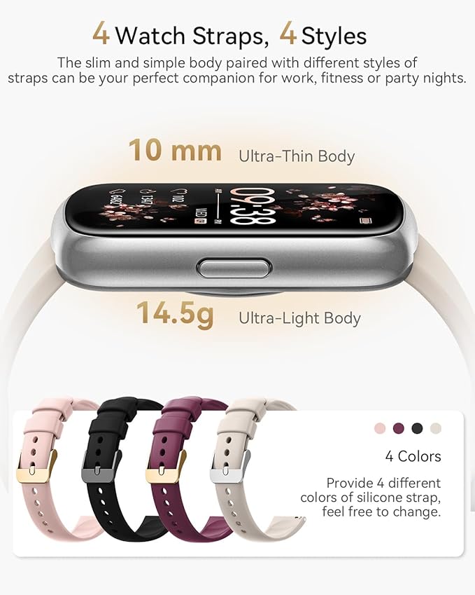 Fitness Trackers for Women/Men, Smart Watches for Women with Sport Activity Tracker, Fitness Watch with Heart Rate, Blood Oxygen Monitor, Sleep Tracker, IP68 Android Smart Watch with 4 Straps, Gift