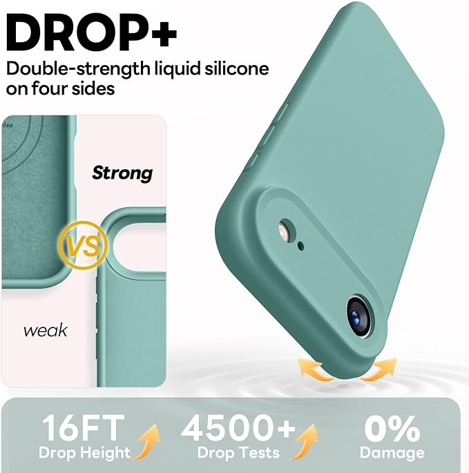 Vooii Magnetic Compatible with iPhone Air Case (Compatible with Magsafe) (Upgraded Camera Protection) Liquid Silicone Shockproof Full Body Protective Phone Cover for Women Men, Pine Green, 6.5"