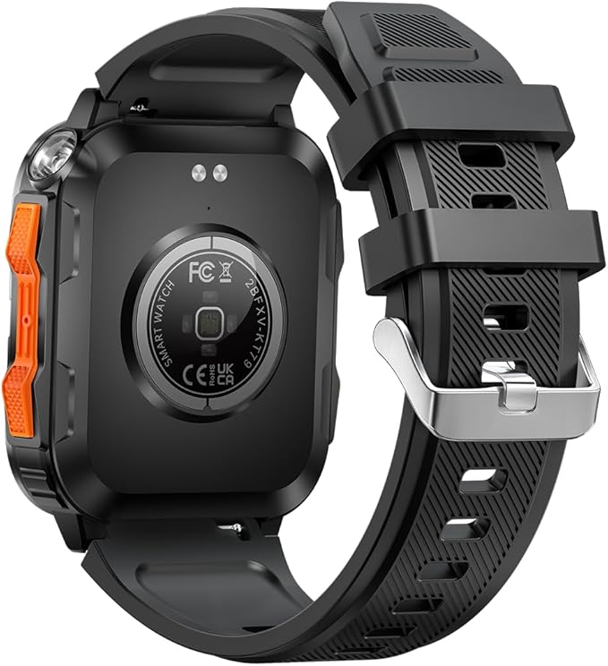 Military Smart Watch for Men with LED Flashlight/UV Light 3ATM Waterproof 1.96" Big Screen Rugged Tactical Smartwatch with Text and Call Fitness Tracker with HR/Sleep Monitor for iPhone Android