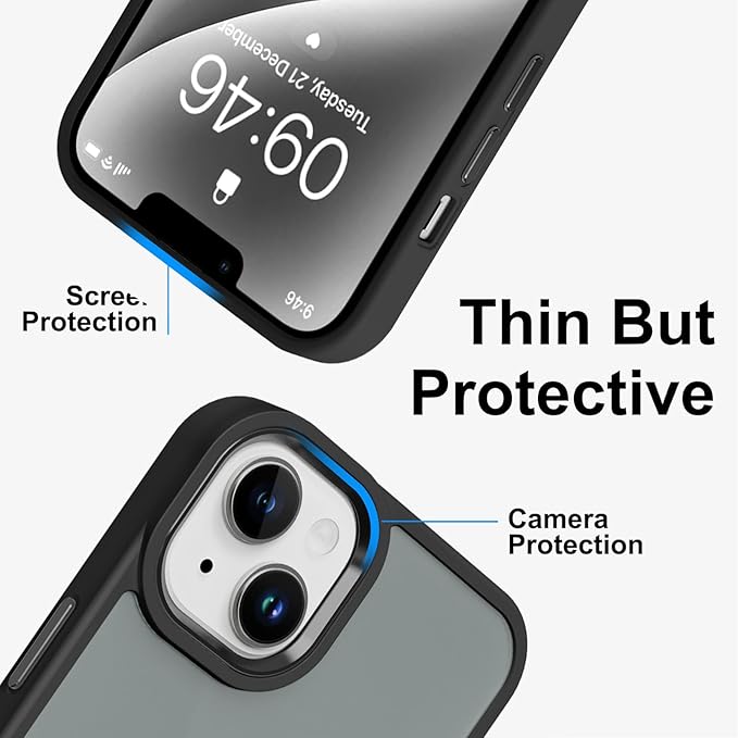 ZIYE Black Case for iPhone 14 Case with Stand [Compatible with MagSafe] Slim Heavy Duty Protection Military Grade Shockproof Magnetic Cover with 360 Rotatable Ring Kickstand for Women Men