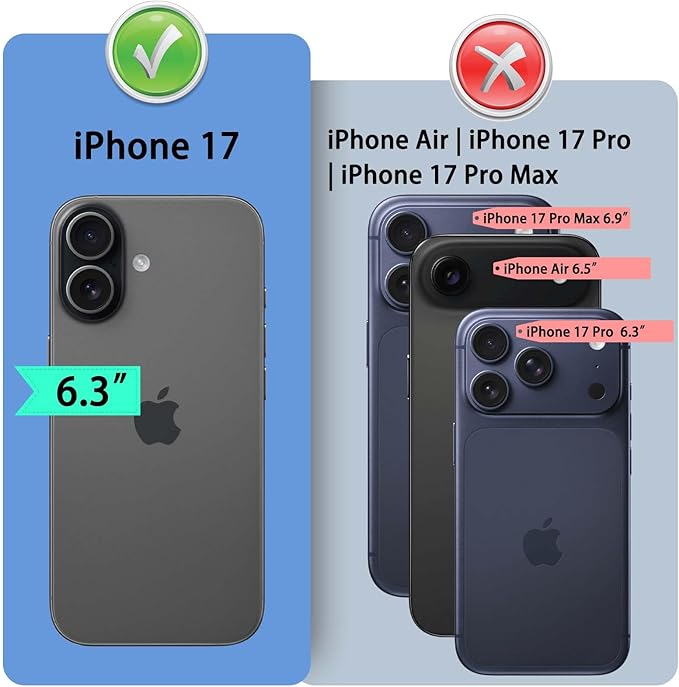 Compatible with iPhone 17 6.3" Genuine Leather Wallet case【RFID Blocking】【4 Credit Card Holder】【Real Leather】 Flip Phone case Cover Women Men for Apple 17 case Red