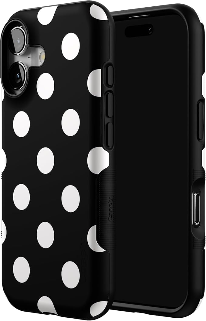 Casely iPhone 17 Case | Polka Dots | High Contrast Design | Bold Protective Design | Compatible with MagSafe
