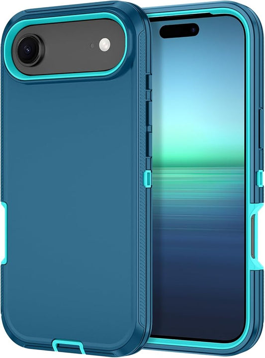 for iPhone Air Case/iPhone 17 Air Case Shockproof Dust/Drop Proof 3-Layer Full Body Protection [Without Screen Protector] Rugged Heavy Duty Cover for Apple iPhone Air 6.5" 2025,Turquoise